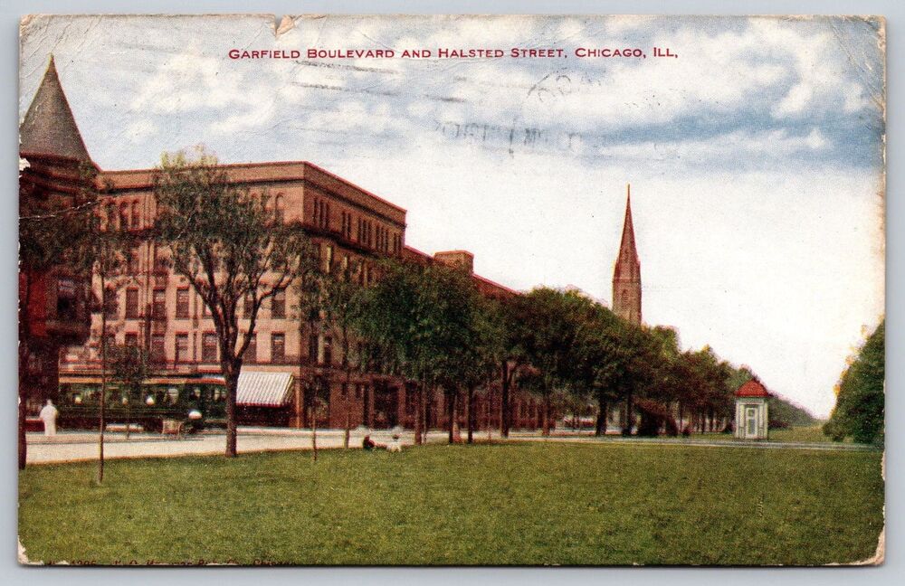 1909 Chicago IL Postcard Garfield Blvd & Halsted St V.O. Hammon Co Posted